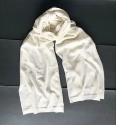 大判カシミヤ／シルク混ストール　ニット　　ホワイト