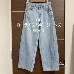 GU ローライズバギージーンズ ライトブルー Sサイズのサムネイル