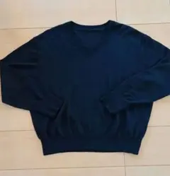 無印良品 UVカット ヘンプ混 Vネックセーター L 黒 ブラック