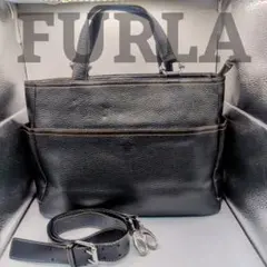 美品✨FURLA フルラ ハンドバッグ A4可 2way レザー ブラック