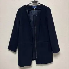 ネイビー ロングコート ジップアップ　即購入OK