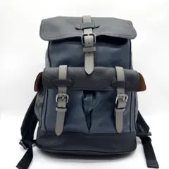 極美品✨コーチ ハドソン バックパック ビジネス 本革 A4可 バイカラー 紺
