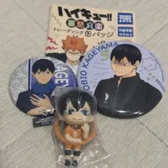ハイキュー 影山飛雄 缶バッジ×2 こんにち輪フィギュアマスコット 3点セット