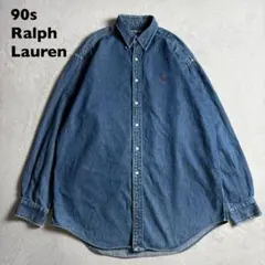 90s ラルフローレン　BLAIRE デニムシャツ　ポニーロゴ刺繍