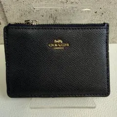 シ*ウ様 COACH ブラック レザー カードケース キーリング付き