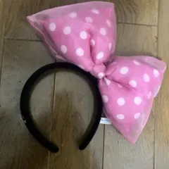 ピンク水玉リボンカチューシャ