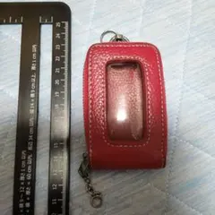 み*び様 レザー 赤 窓付きスマートキーケース