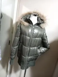 ダウンジャケット ファーフード付きカーキM