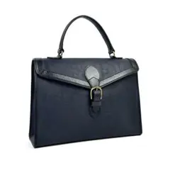 【美品】ディオール　ハンドバッグ　トロッター　総柄　ゴールド金具　革　ネイビー