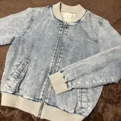 ライトブルー ジップアップ ボンバージャケット