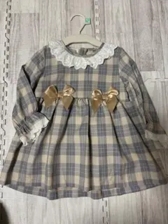 チェック柄長袖ワンピース 入園式