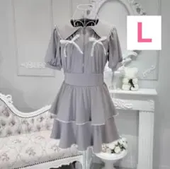 しまむら　Liii　ミニワンピース　ライトグレー・L