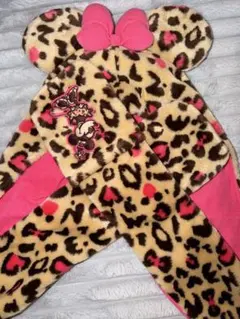 【最終値下げ‼️】ディズニー ヒョウ柄 マフラーファンキャップ ミニー