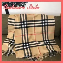 【新品♪】カシミヤ チェック ストール☆キャメル マフラー 膝掛け