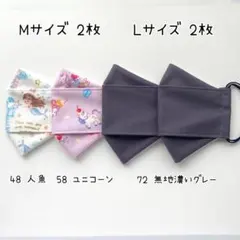 はは様　ハンドメイド布マスク　子供Lサイズ　2枚、Mサイズ2枚