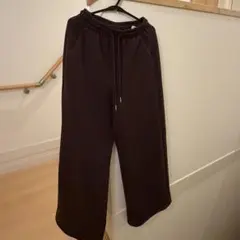 GU　パフスウェットバギーパンツ　ダークブラウン　S
