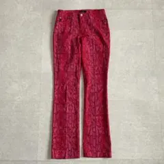 GUESS フレアパンツ ブーツカット パイソン柄 L ピンク Y2K ギャルのサムネイル