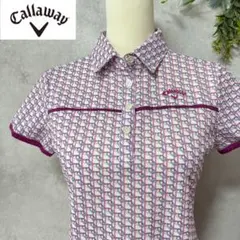 キャロウェイ 半袖ポロシャツ 総柄 パープル系　レディースウェア