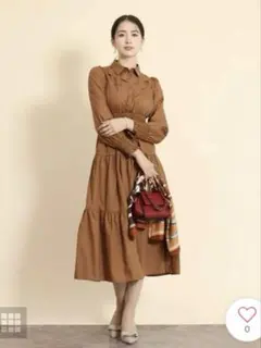 新品　FENNEL 格子編みデザインロングスリーブワンピース