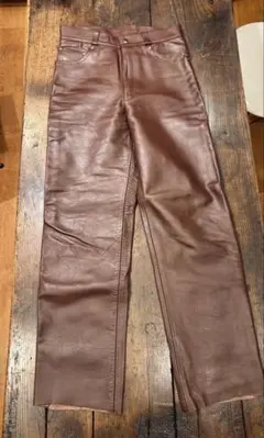 ブラウンレザー パンツ　厚手レザー　32 inch