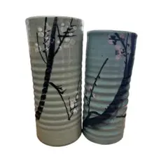 和風 花瓶 2本セット 梅柄 陶器 花器 フラワーベース 生け花 インテリア