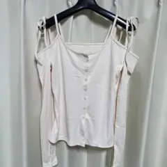 アイボリー オフショルダー 長袖 トップス　GRL