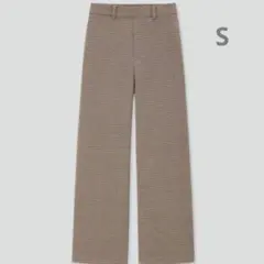 UNIQLO　ハイウエスト　ワイドストレートパンツ　（ウールライク）チェック