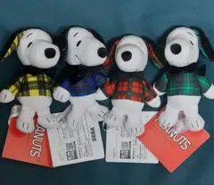 SNOOPY ぬいぐるみ チェックファッション 4種セット