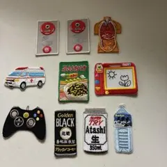 刺繍ワッペン 9種セット 救急車 ふりかけ 飲料 ゲーム機