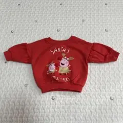 ペッパピッグ　裏起毛　トレーナー　赤　クリスマス　サンタ