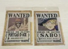 ONE PIECE 手配書 クリアファイル ポストカード サボ エース 2点