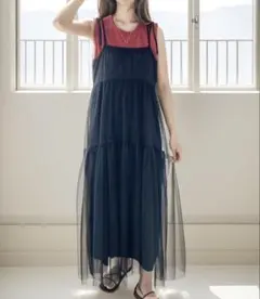 シアー ティアード キャミワンピース ブラックのサムネイル
