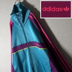 希少デザイン★アディダス 万国旗タグ トラックジャケット 異素材切替 刺繍 M