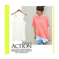 【送料無料・新品】チェックフリルキャミソール　（オフホワイト）　フリーサイズ