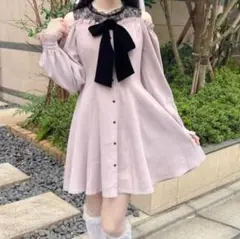 ROJITA リボン結び肩開きワンピース　F 地雷系