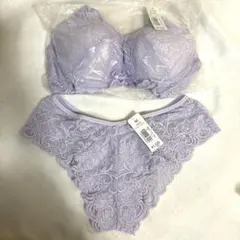 C70 エメフィール　カシュクールレース脇高ブラ　バックレースショーツ　パープル
