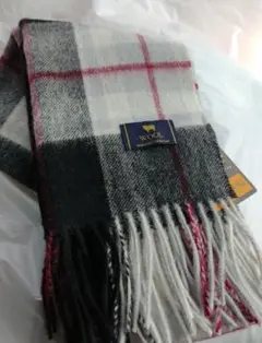 新品ウール100% チェック柄マフラー