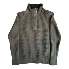 90s vintage ミリタリーニット ハーフジップ ハイネックセーター