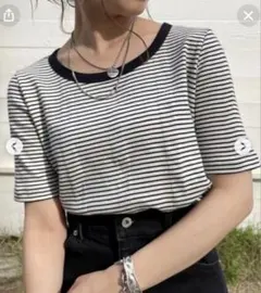 ボーダー柄 半袖Tシャツ ブラック×ホワイトのサムネイル