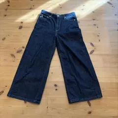 SNMETHING ダークブルーワイドレッグデニムパンツ