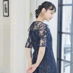 niana ニアナ 刺繍レース バックリボン パーティードレス 結婚式 大きい