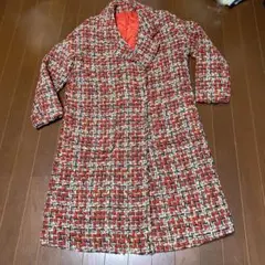 ツイード ロングコート 赤・白・青