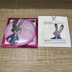 ズートピア2 オーマイカフェ ジュディ缶バッジ アクリルキーホルダーセット