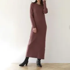 searoomlynn 2way リブニットベーシック　ワンピース　ベージュ