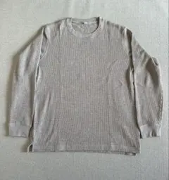 美品　UNIQLOユニクロ　ベージュワッフルTシャツ　Lサイズ