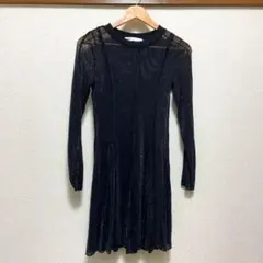 美品 ザラ ZARA シアー ラメ ニットワンピース 黒 ブラック 透け感