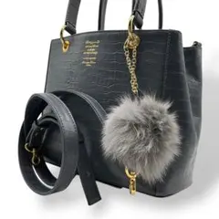 サマンサタバサ 2way ショルダーバッグ ハンドバッグ クロコ型押し レザー