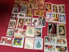 未使用！外国切手40種　クリスマス切手　プレゼントの封緘にも！コレクションにも！