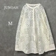 ♡ジュノア JUNOAH【M】ノーカラーレースシャツ トップス 長袖 ホワイトのサムネイル