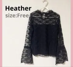 Heather ヘザー レース ブラウス 黒 レディース キレイめのサムネイル